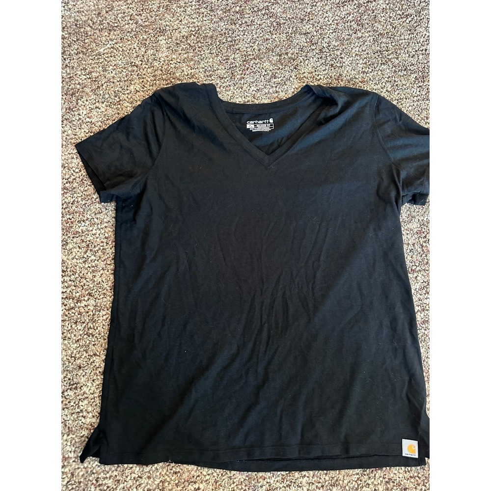 Carhartt V neck women's tee, black Large